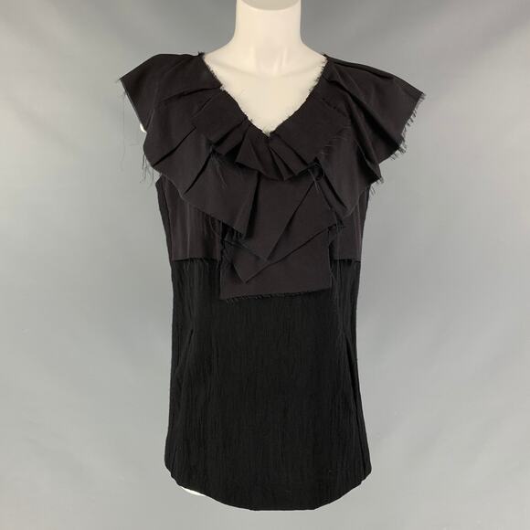 MARNI Size 8 Black Wool & Nylon Sleeveless Blouse - Picture 1 of 6